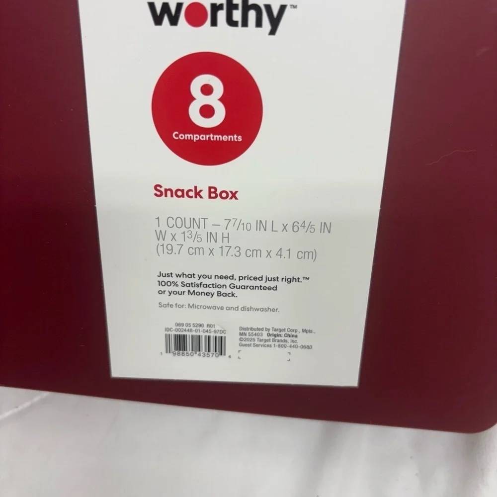 New Target DealWorthy Snack Box with 8 compartments - Red - lunch or snack box